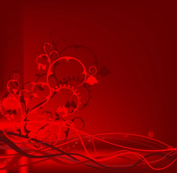 Красный роскошный фон с любовным деревом — стоковый вектор