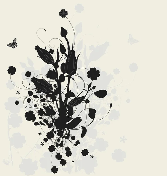 Conception florale avec ombre — Image vectorielle
