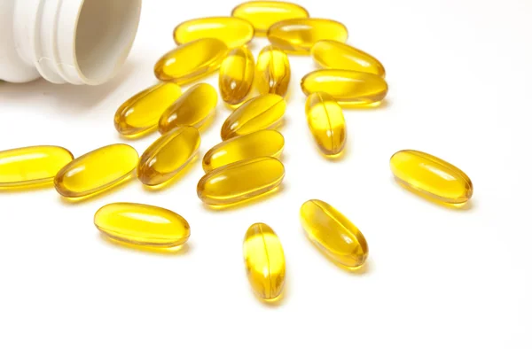 Žlutá vitamin prášky — Stock fotografie