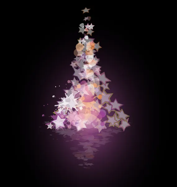 Gestileerde kerstboom met sterren — Stockvector