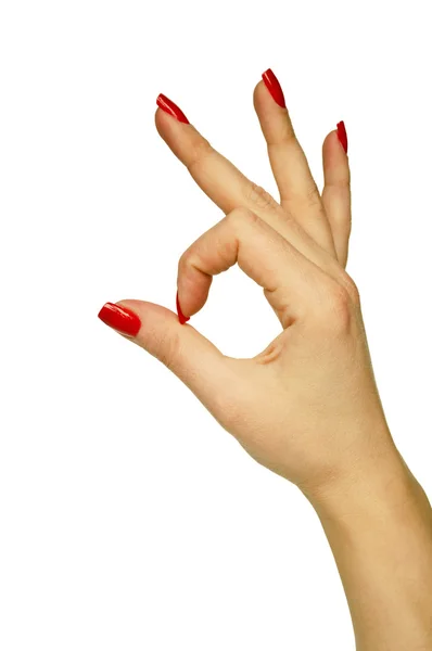 Ženské ruce zobrazeno ok znamení — Stock fotografie