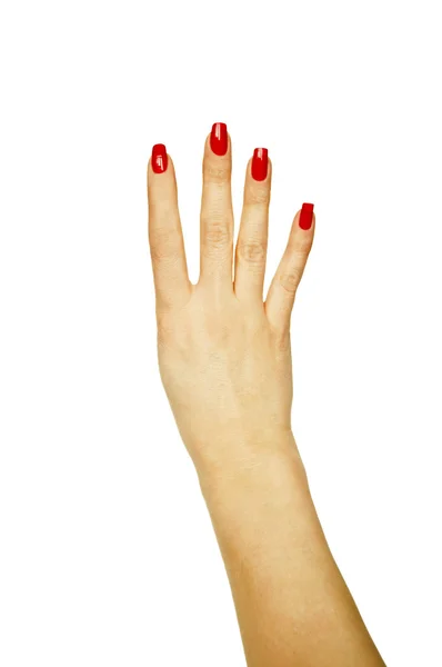 Vrouwelijke hand weergegeven: nummer vier — Stockfoto