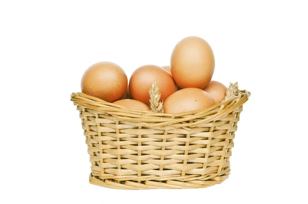 stock image Eggs in wicker basket