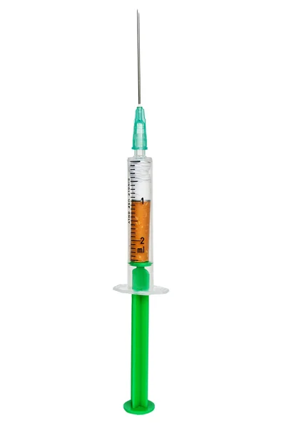 Syringe with cigarette — Stock Photo, Image
