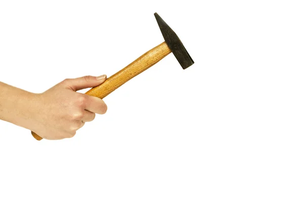 Mão segurando um martelo — Fotografia de Stock