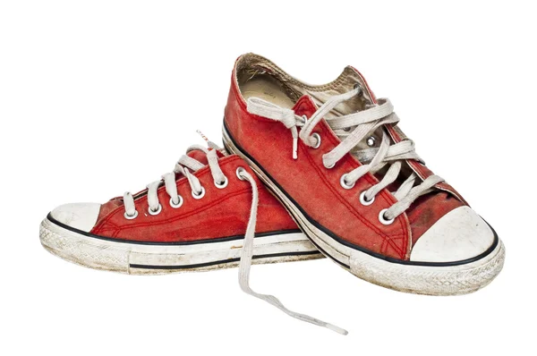 Червоні старі ретро кросівки — стокове фото