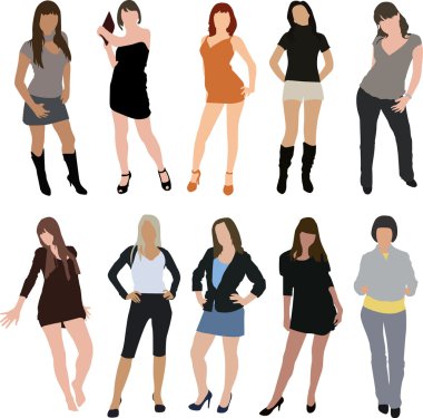 Beautiful silhouettes girls part2 clipart