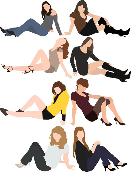 Belles silhouettes filles — Image vectorielle