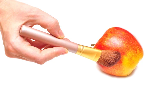 Pitture a mano con pennello questa mela — Foto Stock