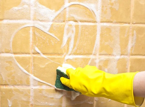 Coeur sur mur de savon — Photo