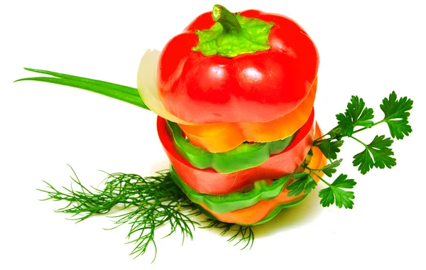 stock image Mixed peppers in stack