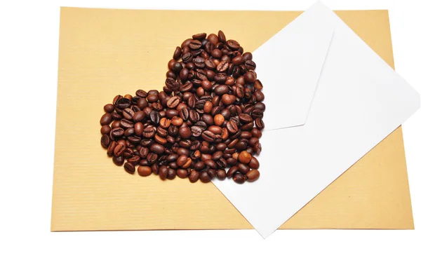 Grãos de café na forma de coração — Fotografia de Stock
