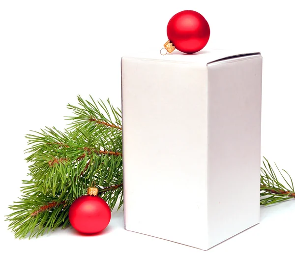 Palle festive con confezione regalo — Foto Stock