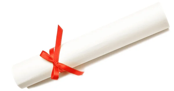 Diploma with a red ribbon — Stock Photo, Image