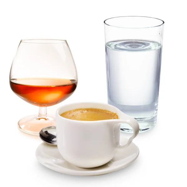 Koffielikeur en een glas water — Stockfoto