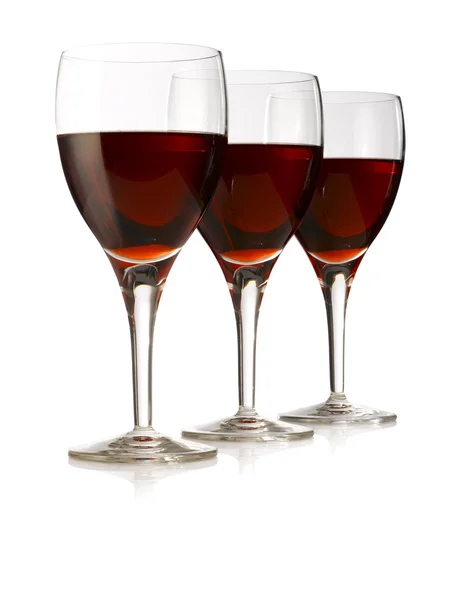 Trois verres de vin rouge — Photo