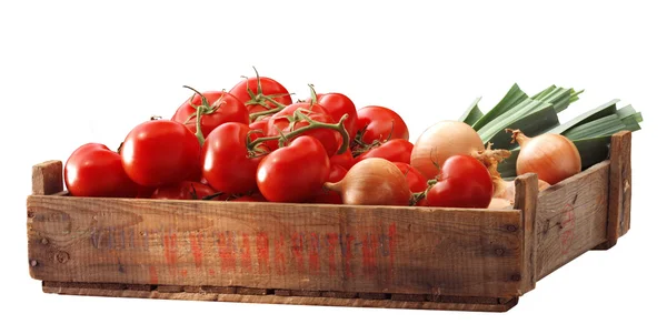 Tomates e alho-porro — Fotografia de Stock
