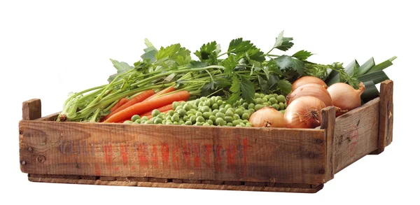 Crate of frech peas — Stock Photo, Image