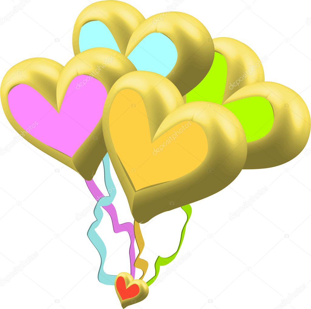 Heart Balloons on ribbons