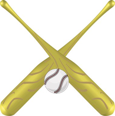 Baseball equipment, crossed bats and ball illustration clipart