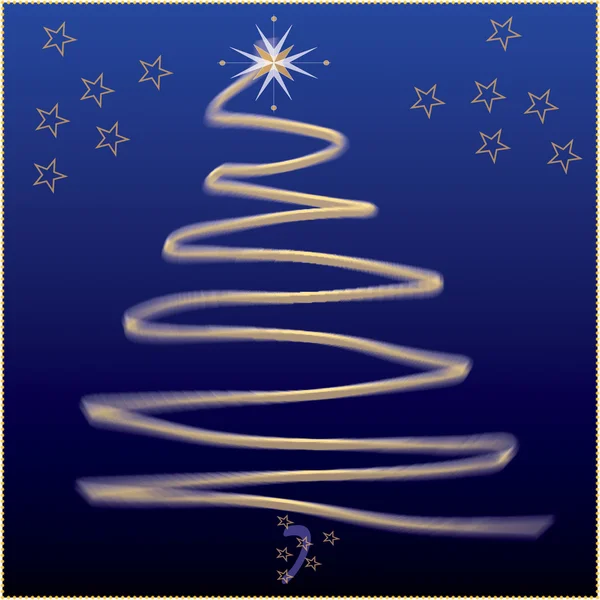 Mavi arka plan üzerinde yıldız ile parlak Noel ağacı — Stok fotoğraf
