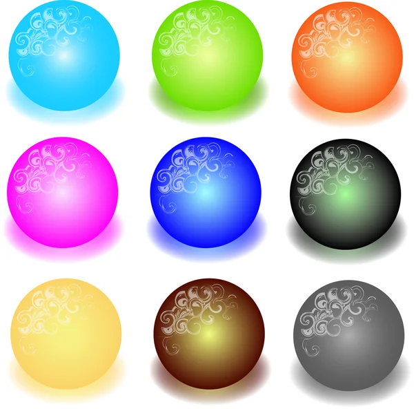 Uppsättning färgglada 3d marbles illustration — Stockfoto