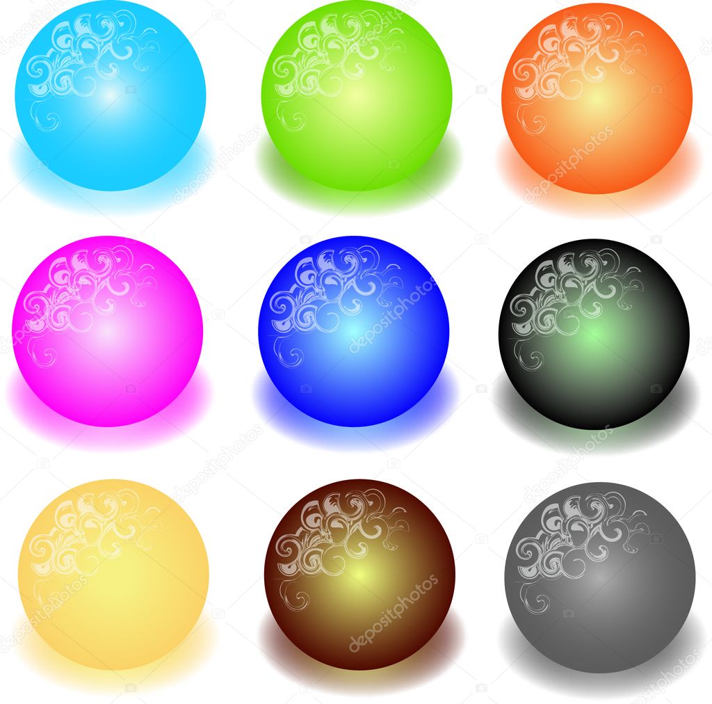 Set of colorful 3d marbles illustration