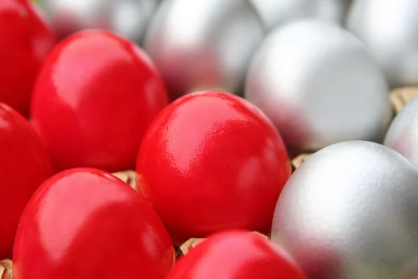 Silver and red Easter eggs — Stock Photo, Image