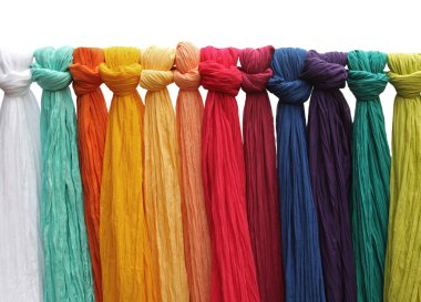 Hanging colorful silk fabrics clipart