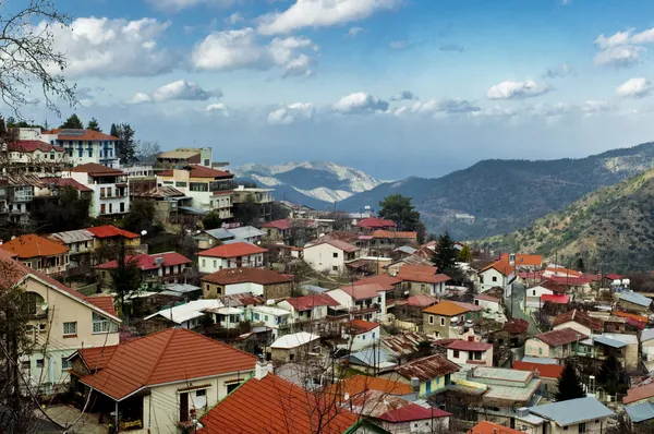 stock image High angle view of a village on a mountain, Kakopetria, Cyprus