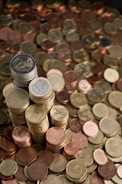 Євро валюті монета стовпців — стокове фото