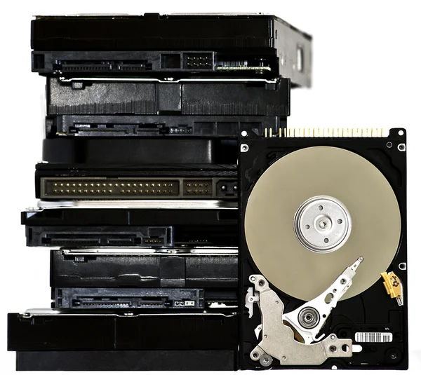 Range of hard drives isolated on white background — Stock Photo, Image