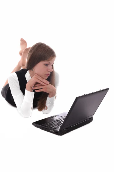 ΝΕΩΝ ΕΠΙΧΕΙΡΗΜΑΤΙΩΝ γυναίκα με έναν υπολογιστή — Φωτογραφία Αρχείου