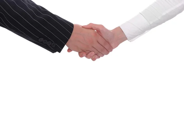 Hand shake between a woman and a man — Stock Photo, Image