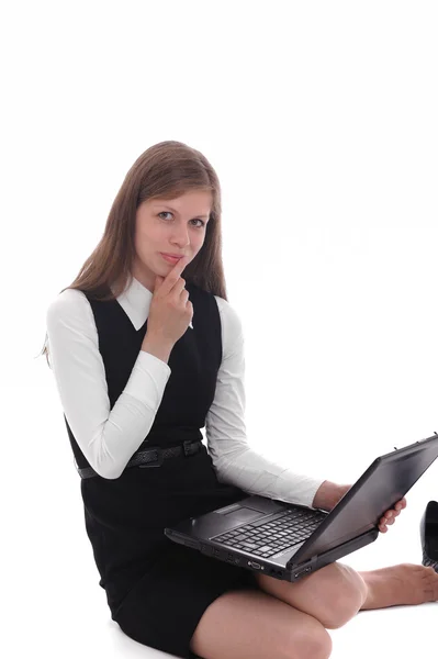 Jeune femme d'affaires avec un ordinateur Photos De Stock Libres De Droits