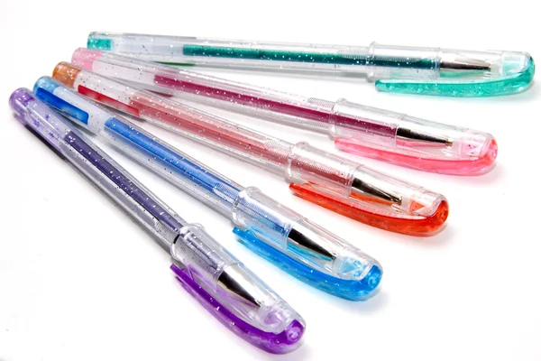 Pět barevných pero — Stock fotografie