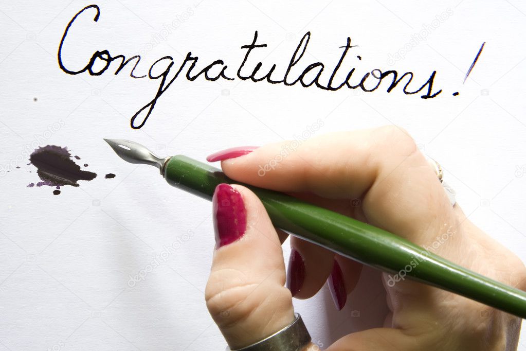 Hand writing congratulations