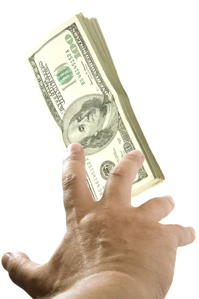 Hand en dollars — Stockfoto