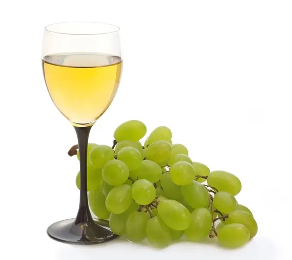 stock image White wine and grape