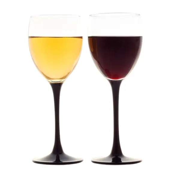 Sklo bílé a červené víno — Stock fotografie
