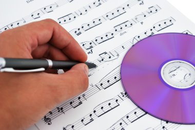 Cd or dvd drive and musical notes clipart