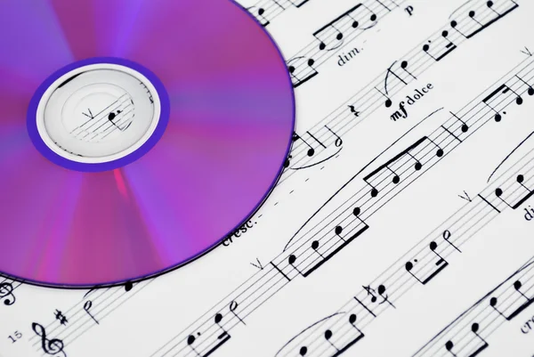 Cd or dvd drive and musical notes