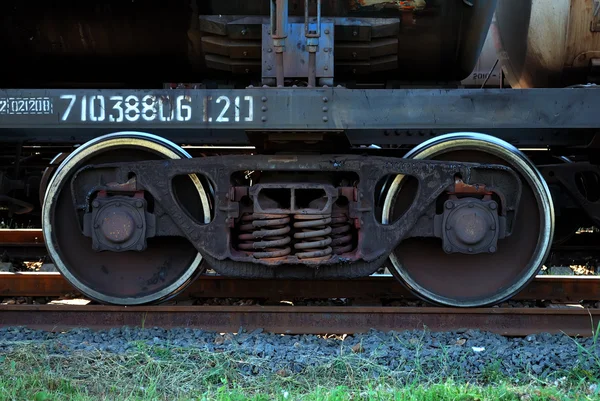 Σκουριασμένο τρένο τροχούς — Φωτογραφία Αρχείου