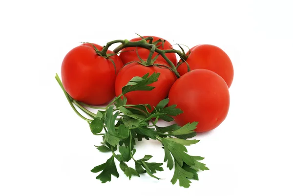 Куча помидоров и петрушки — стоковое фото