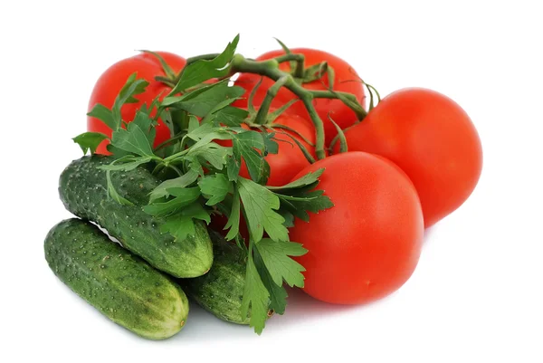 Tomatoes, cucumbers and parsley — Stock Photo, Image