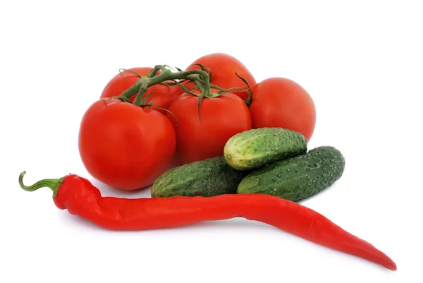 Tomatoes, cucumbers and peppers — Stock Photo, Image