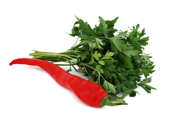 Pepper and parsley — Stock Photo, Image