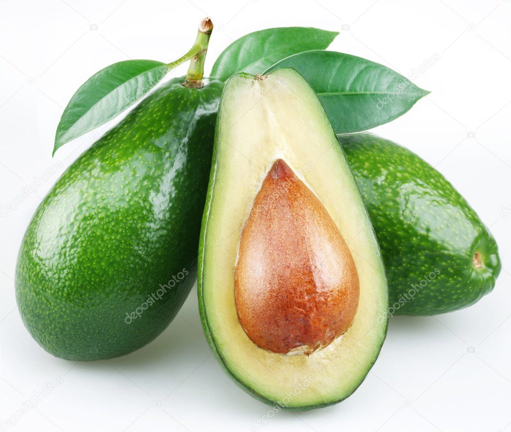 Avocado with leaves