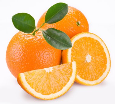 Oranges with leaves clipart