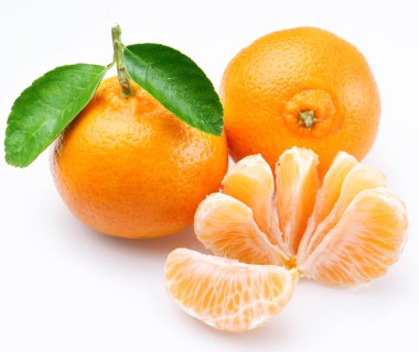 Tangerine with segments on a white background clipart